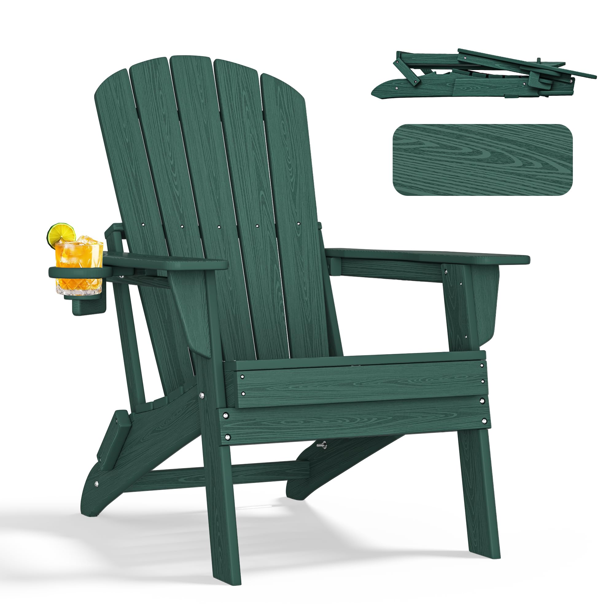 nevilywood Folding Adirondack Chair Green