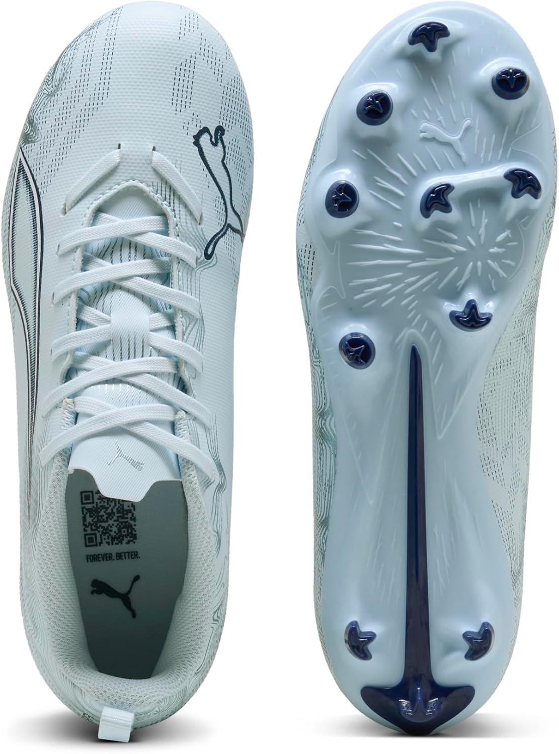 PUMA Unisex-Child Ultra 6 Play Firm, Artificial Ground Soccer Cleats, ICY Blue- White-Blue Jewel SS26, 4.5, Big Kid