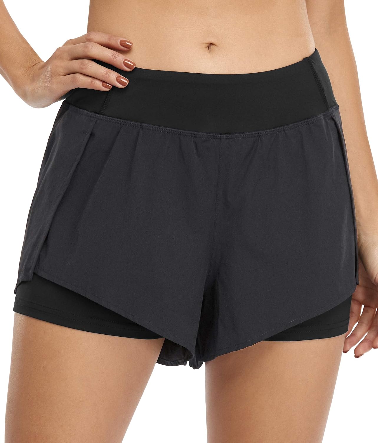 Kimmery Women Elastic Waist Workout Shorts with Liner Yoga Shorts with Pocket Sizes XS-3XL