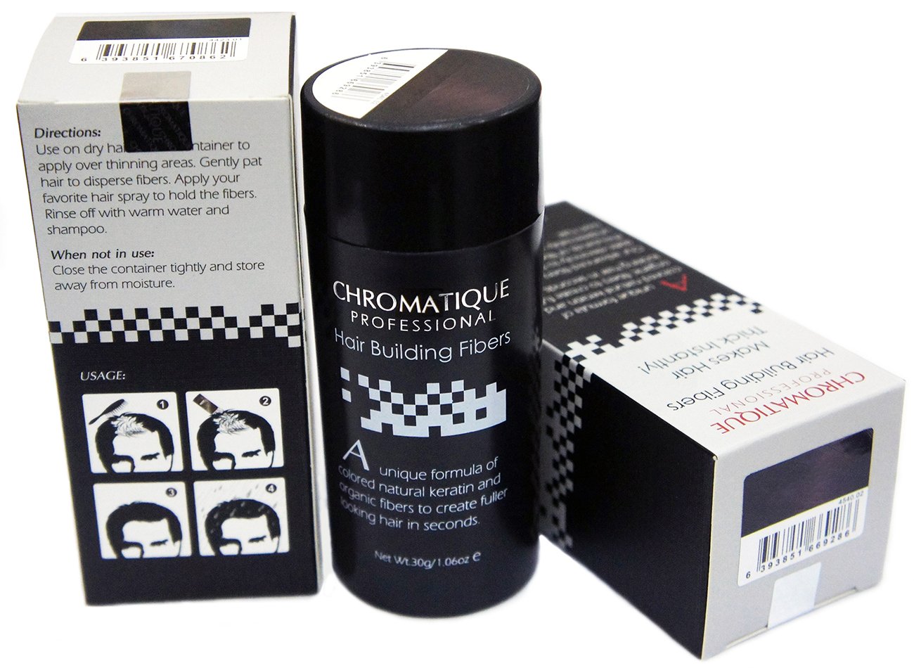 Hair Building Thickening Fibers Medium Brown 30g 1.06oz Undetectable Hair Loss Concealer for Men & Women by Chromatique Professional