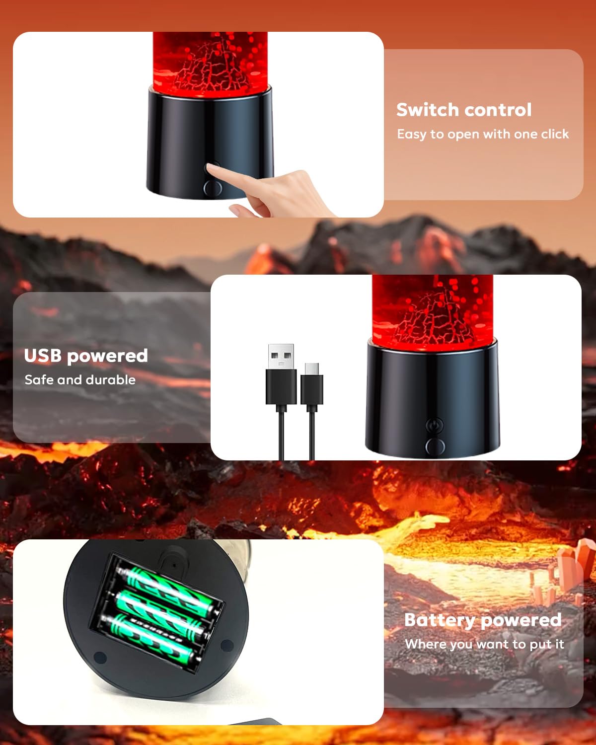 Luce notturna vulcano bambini, lampada vulcano con 17 cambi di colore e telecomando, lampada eruzione vulcanica, educativa per bambini, ragazzi e ragazze
