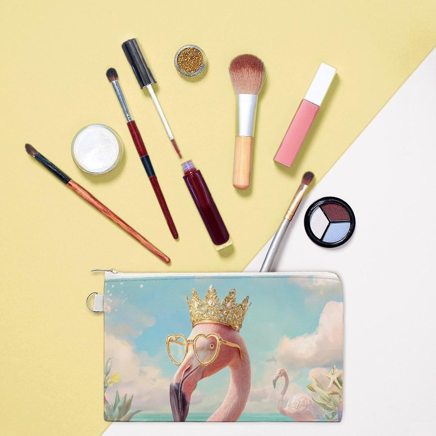 Flamingo Beach Coin Purse Pouch Change Holder With Zip Canvas Clutch Card Wallet for Women Men