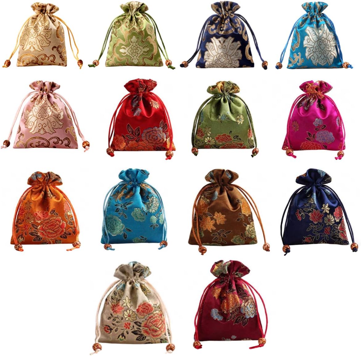 Pinowu 10-Pack Silk Brocade Drawstring Jewelry Pouches - 10x14cm, Wedding & Party Favor Bags - View #12