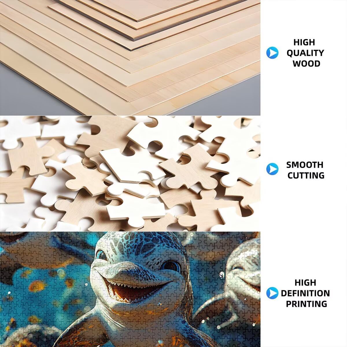 Puzzle 1500 Piezas Adultos, Puzzle 1500 Piezas de Madera, Rompecabezas para Adultos Animal Patrón, Rompecabezas Desafiante para Toda la Familia, Regalos Originales para Mujer, Tema: Delfín, B-94