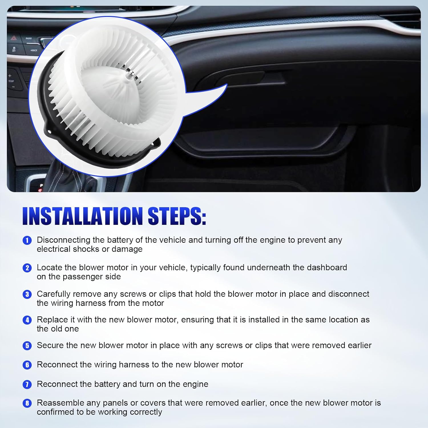 Front HVAC Blower Motor with Fan Fits for 2001 2002 2003 2004 2005 2006 2007 Toyota Highlander, 99-03 Lexus RX300, 98-05 Lexus GS300, 98-00 Lexus GS400, 01-05 Lexus GS430, 02-10 Lexus SC430 700112