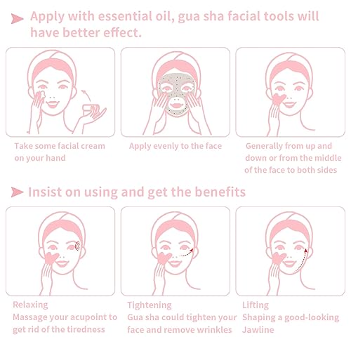 Vista 15 de Gua Sha Herramientas faciales, herramienta de obsidiana natural Guasha para cara, doble barbilla y mandíbula, piedra Gua Sha Stone para el cuidado