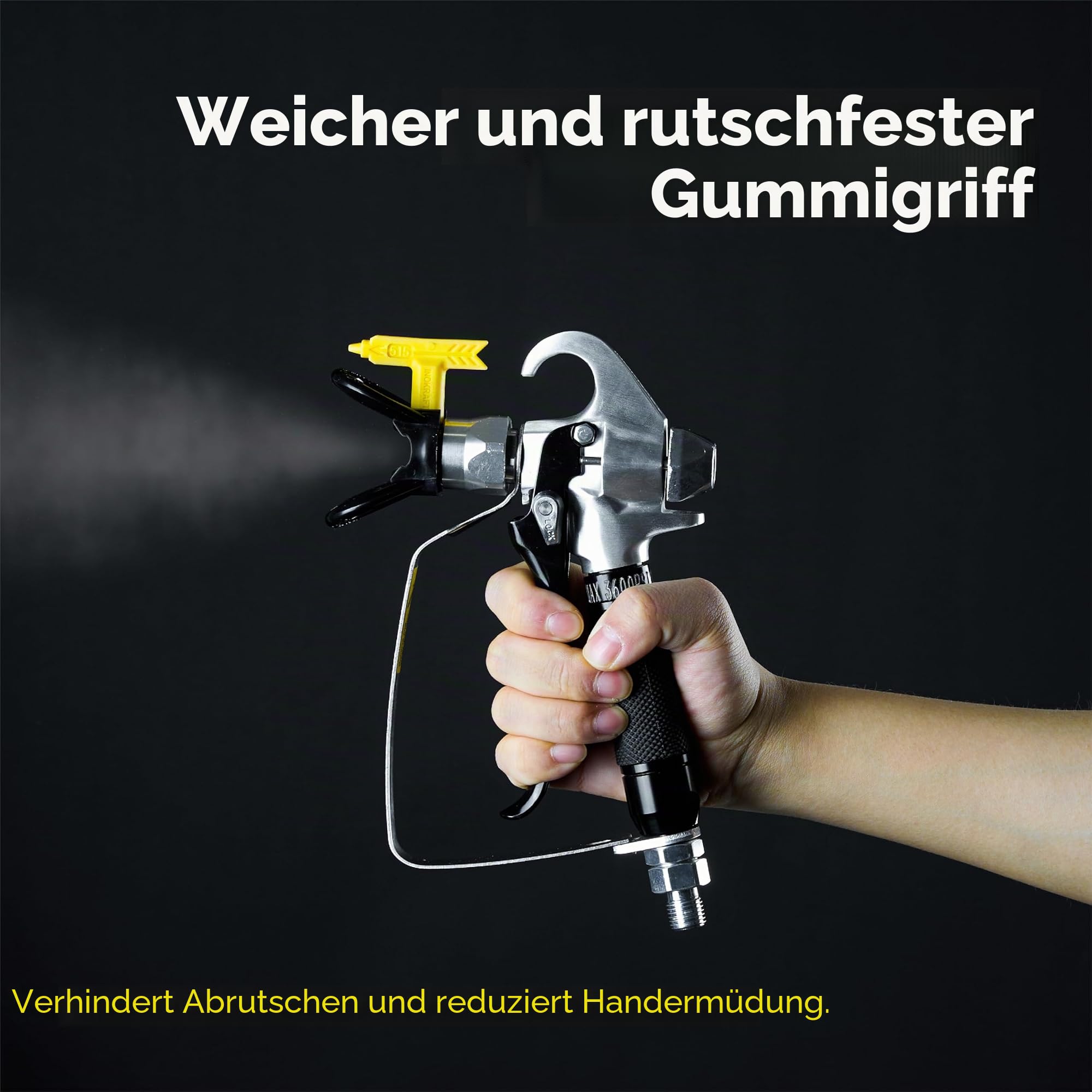 InoKraft Airless-Farbspritzpistole Hochdruck 3600 PSI mit umkehrbarer Düsenspitze Drehgelenk für Airless-Farbspritzgeräte MaXpray M1 & M3, Farbspritzgerät Zubehör
