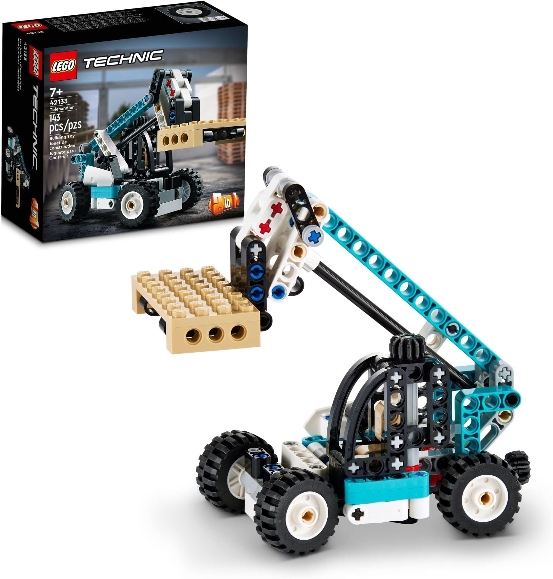 Technic 2 in 1 Telehandler 42133 Forklift to Tow Truck Toy Models, Construction Truck Building Set, Toys for Kids, Boys and Girls Aged 7 Plus