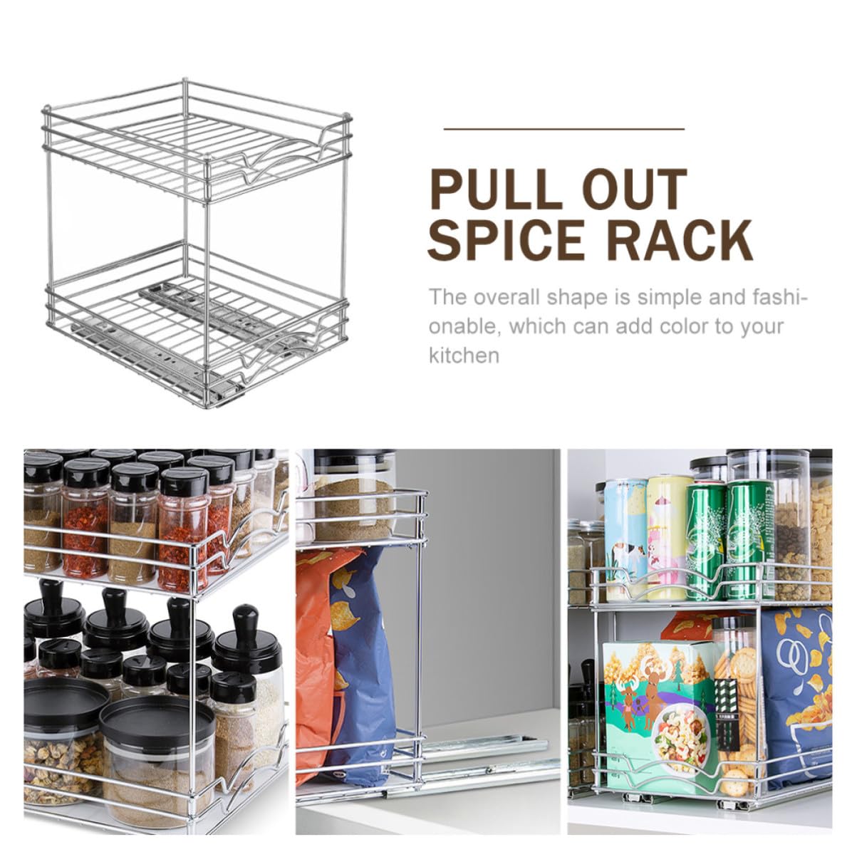 Estante Doble Soporte para Botellas de Condimentos para Especias de Cocina de Metal Diseño Vertical para Optimizar Espacio en Cocina Pequeña