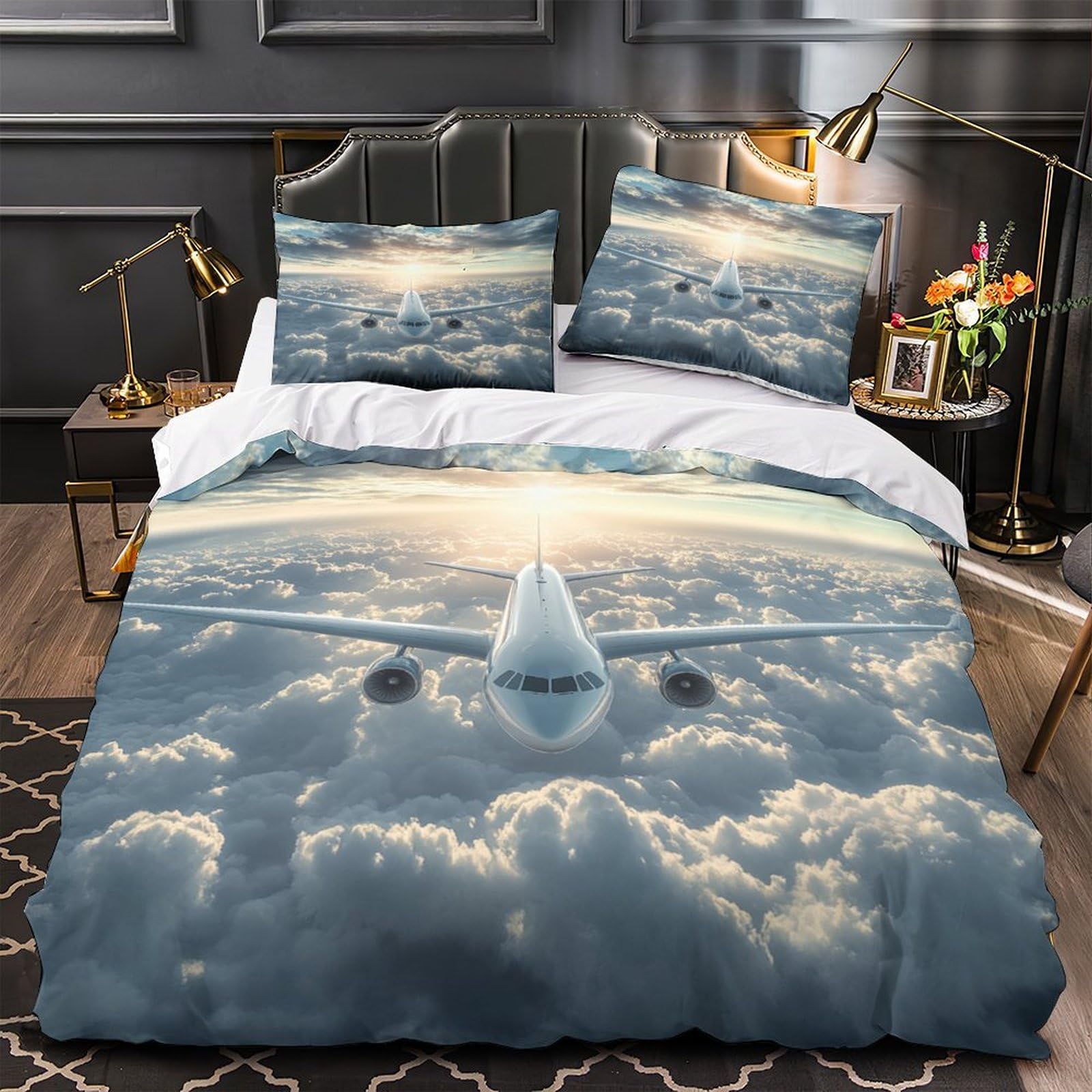 Housse de couette avion 3D pour s'évader chaque nuit dans une chambre adulte moderne
