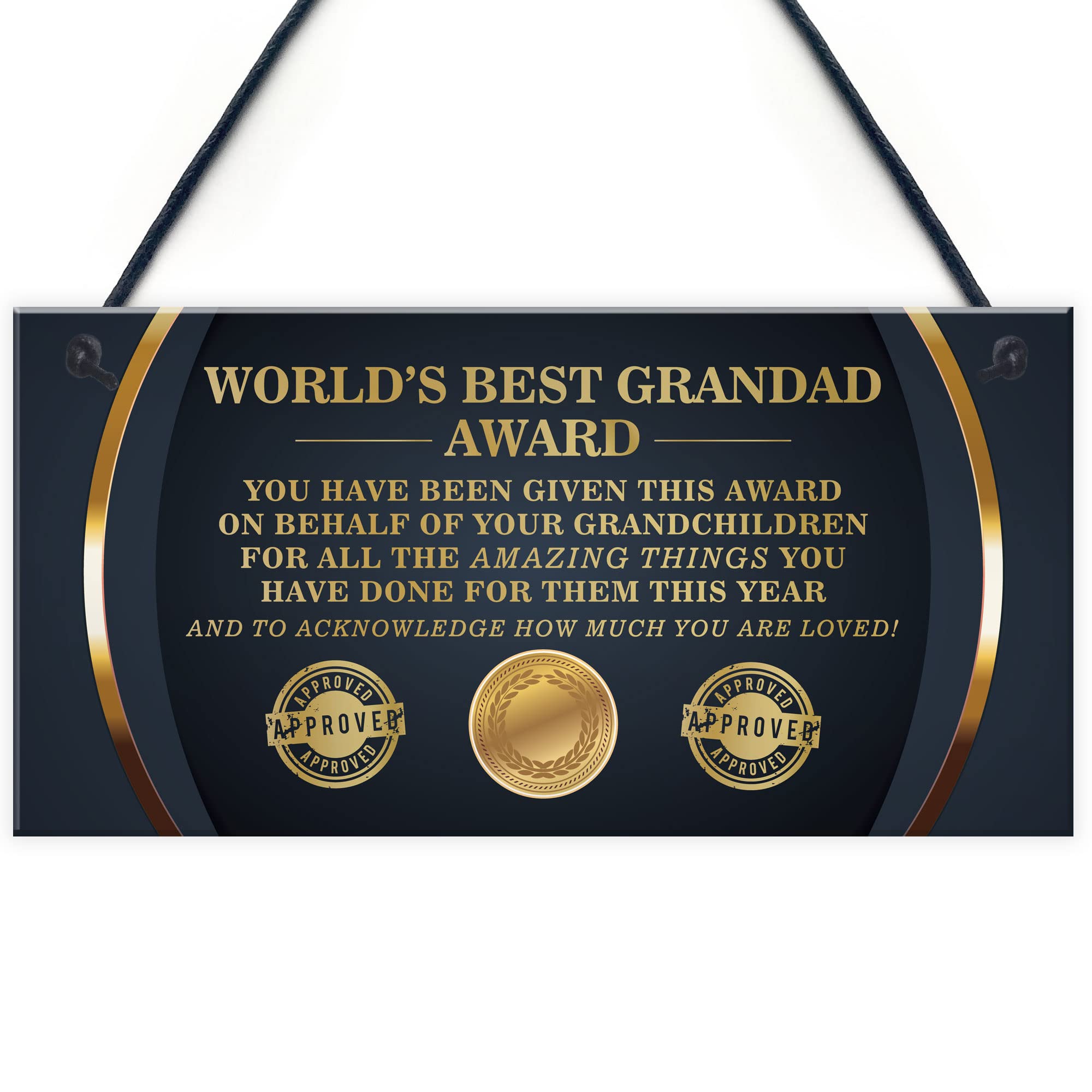 Red Ocean BEST GRANDAD AWARD Grandad Sign Fathers Day Gift From Grandchilren Grandad Gifts For Birthday Gift For Him Thank You Gift