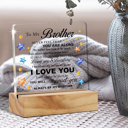 Miniatura 5 de Bifez Brother - Placa decorativa de acrílico para escritorio con soporte de madera, 4 x 4 pulgadas, regalo significativo para el hogar y la oficina