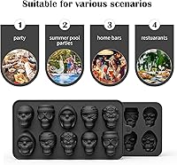 Vista 20 de Ice Cube Trays,Silicone Ice Cube Mold Maker with Lid,Skull Head Style Mold,for Chilling Whiskey, Cocktail, Beverages,Pudding Chocolate