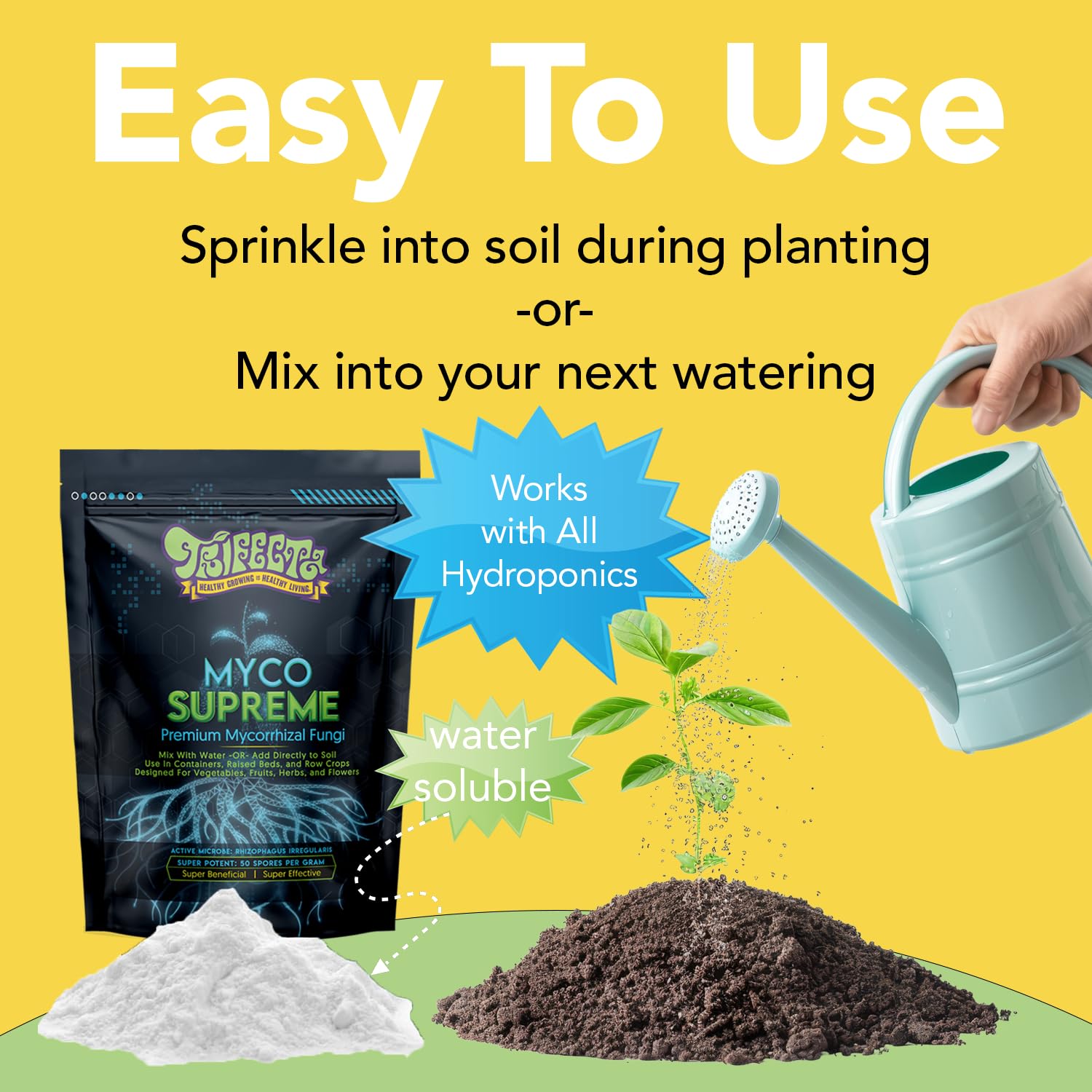 Trifecta Myco Supreme Mycorrhizal Fungi for Soil, Plant Root Stimulator, Ultra Concentrated Mycorrhizae for Strong Roots & Living Soil, Tree, Rose and Flower Care