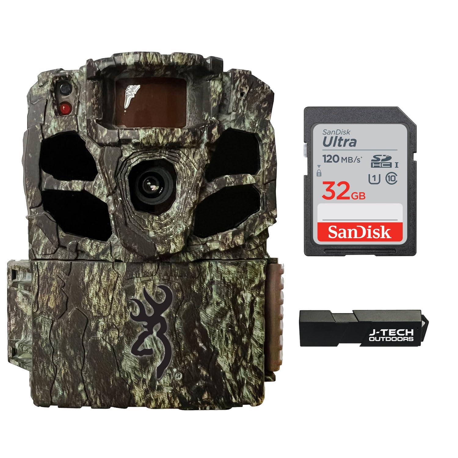 Browning Dark Ops Full HD Extreme Trail Game Camera Bundle Includes 32GB Memory Card and J-TECH Card Reader (24MP) | BTC6FHDX