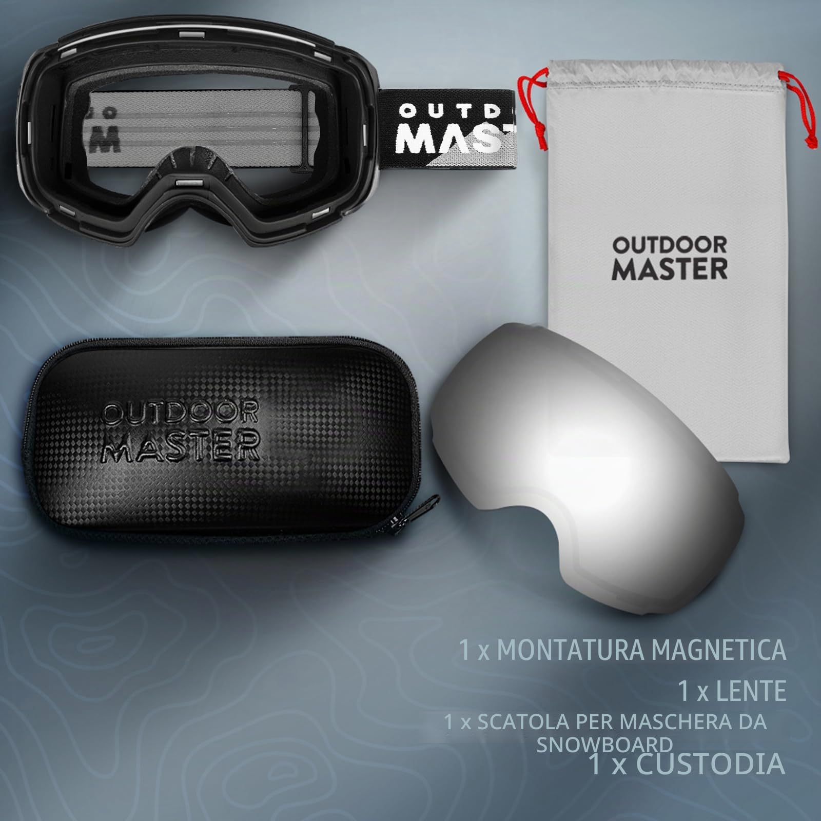 OutdoorMaster Maschera da Sci PRO, Senza cornice, Lenti intercambiabili Occhiali da Sci Snowboard, Protezione UV400 Maschera Sci da Donna&Uomo