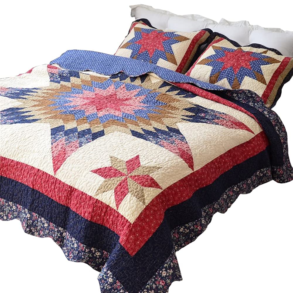 Amazon｜手作りパッチワークベッドカバースローサマーキルトクイーン 