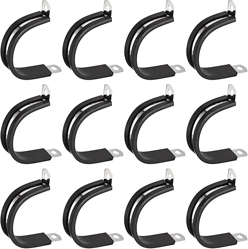Miniatura 37 de uxcell Abrazadera de cable de 1-1/32 pulgadas (1.024 in) abrazadera de cable de acero inoxidable 304 Abrazadera aislada acolchada en forma de R