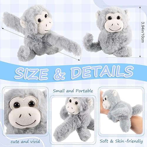 Miniatura 8 de Paquete de 8 pulseras de animales de peluche para niños, pulseras de animales de peluche de 8 pulgadas a granel para el día de San Valentín, Pascua,