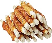 Vista 1 de MON2SUN Golosinas para perros, palitos de piel de pollo torcida de cuero crudo de 5 pulgadas, adecuadas para cachorros y perros pequeños, 5 pulgadas