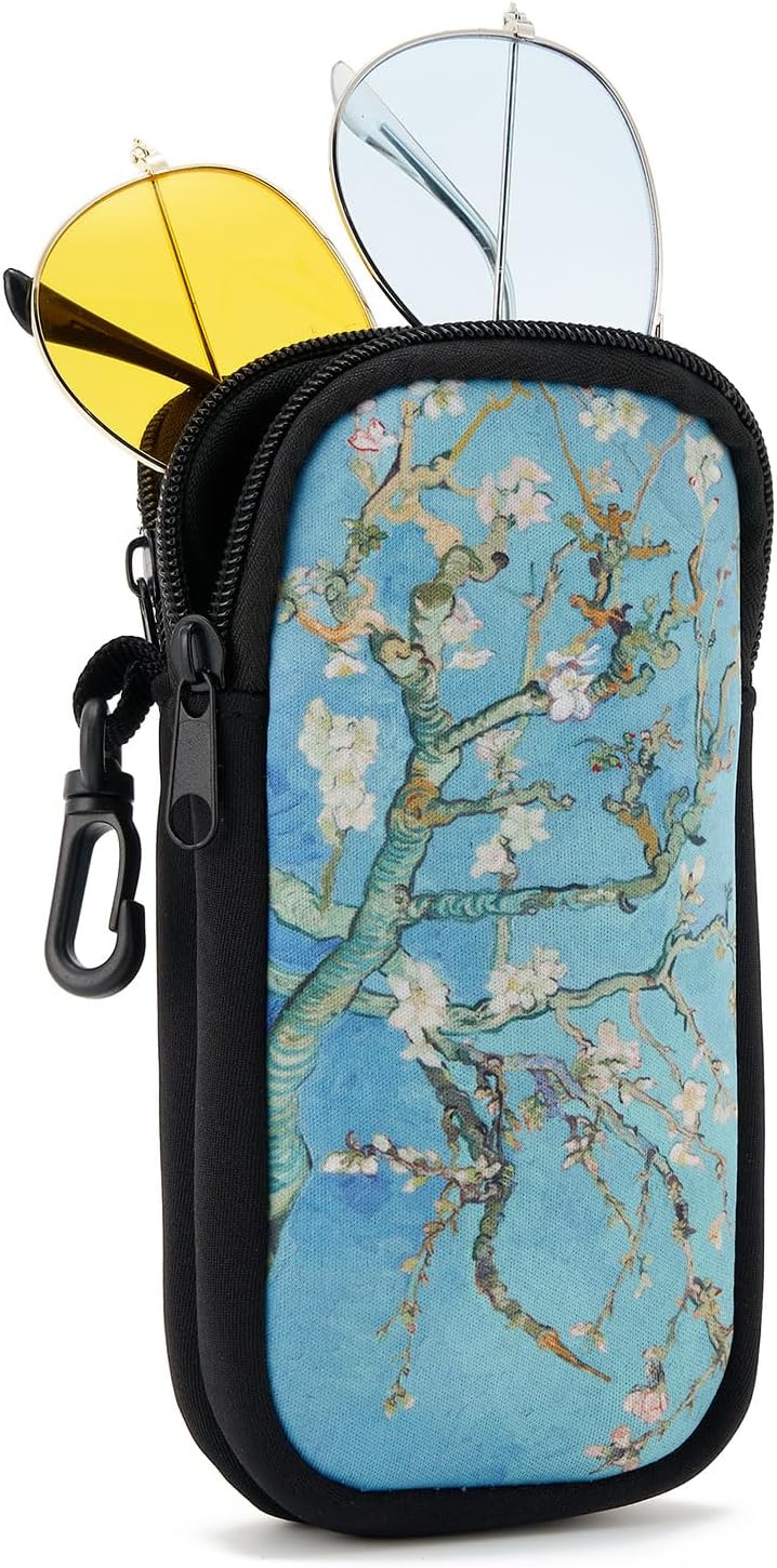 WOZEAH Double Eyeglass Case with 2 Compartments, Travel Eyewear Organizer for Two Pairs of Glasses