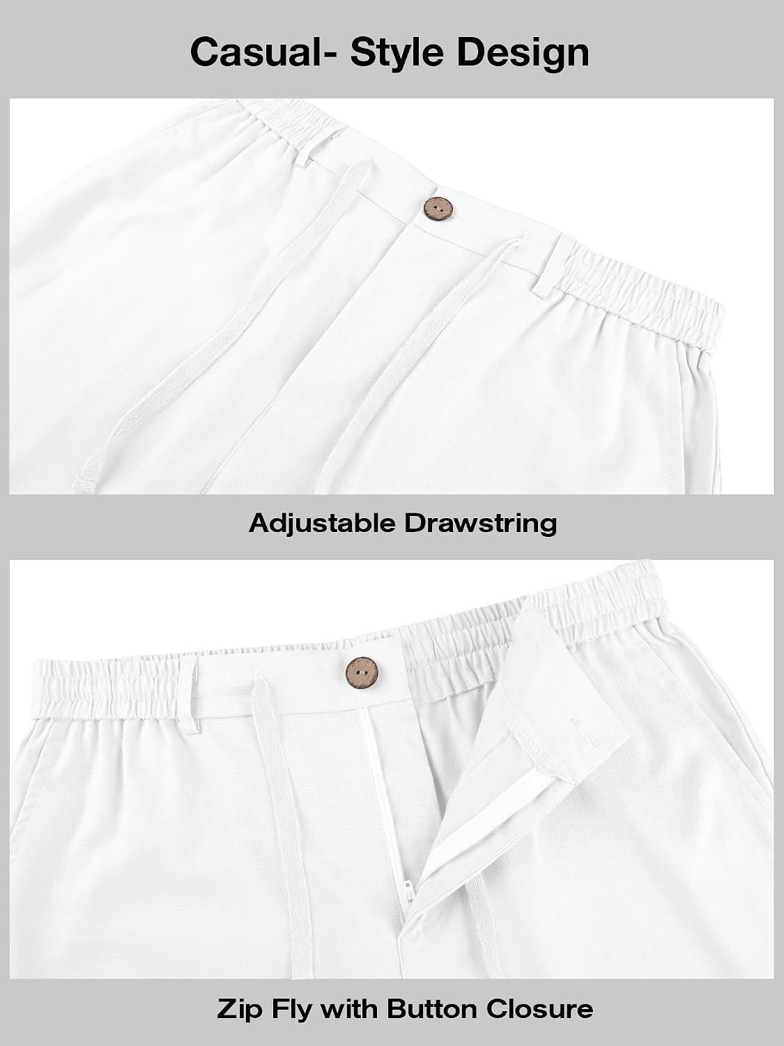 PLEPAN Men's Casual Linen Dress Shorts - 7-Inch Inseam