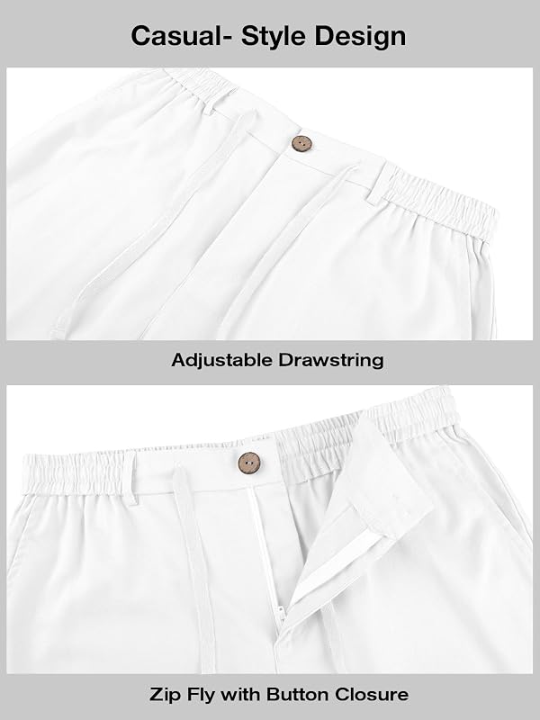 PLEPAN Men's Casual Linen Dress Shorts - 7-Inch Inseam White Medium by PLEPAN - Used condition - Image 11