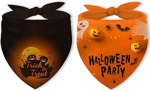 Bandanas de Halloween para perros, 2 unidades, bandanas de Halloween para perros, bandana lavable triangular, bufandas para mascotas, baberos,