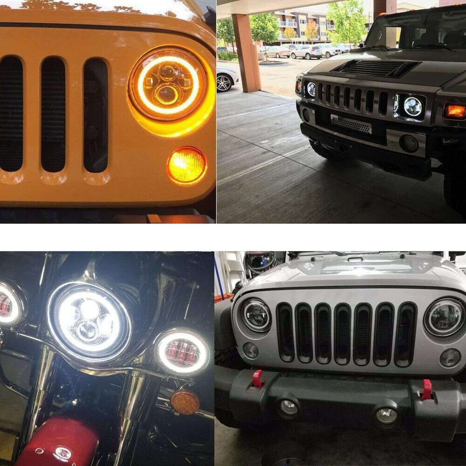 Fankexi Faro LED da 7 Pollici con Anello Halo Amber DRL Indicatore di Direzione 120W per Suzuki Samurai SJ413 SJ410 1980-1985