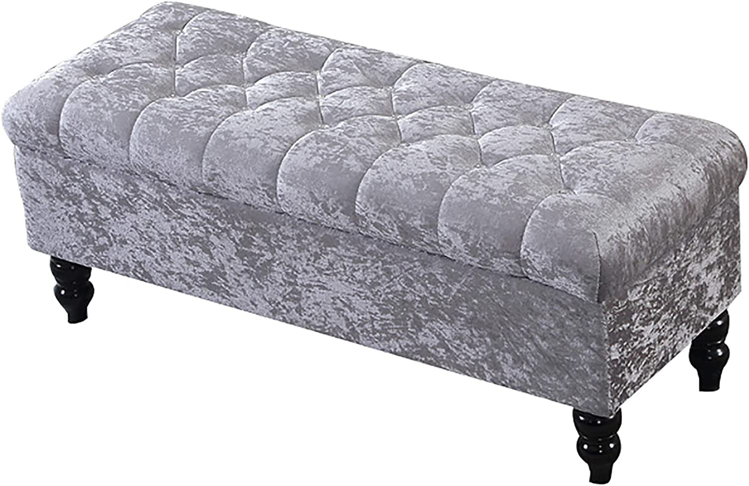 Banco de Almacenamiento tapizado en Terciopelo, otomana Rectangular de Felpa con Patas de Madera, baúl Acolchado con Tapa, Banco de Zapatos, Taburete para pies con Tapa elevable pa