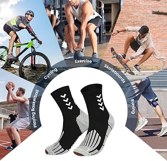 OFFCUP Compression Sport Running Socks, 3 Pairs Athletic Socks with Cushion