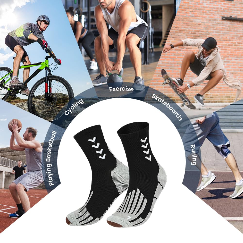 OFFCUP Calcetines de Running, 3 Pares Calcetines Compresion Hombre y Mujeres, Antideslizantes Calcetine Antiampollas para Entrenamiento Senderismo Aire Libr, Evacuación de la Humedad, Tamaño 39-47