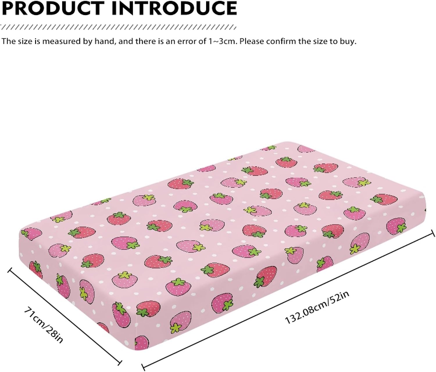 Pink Strawberry Fitted Crib Sheet for Girls Cute Strawberries Baby Sheet for Standard Crib and Toddler Polka Dots Fruit Nursery Bed Mattress Sheets 28"x52"