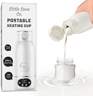 Little Love Co. Portable Baby Bottle Warmer for Travel - 17oz Capacity, Accurate Temp Control, Touch Screen, 24Hr Warmth