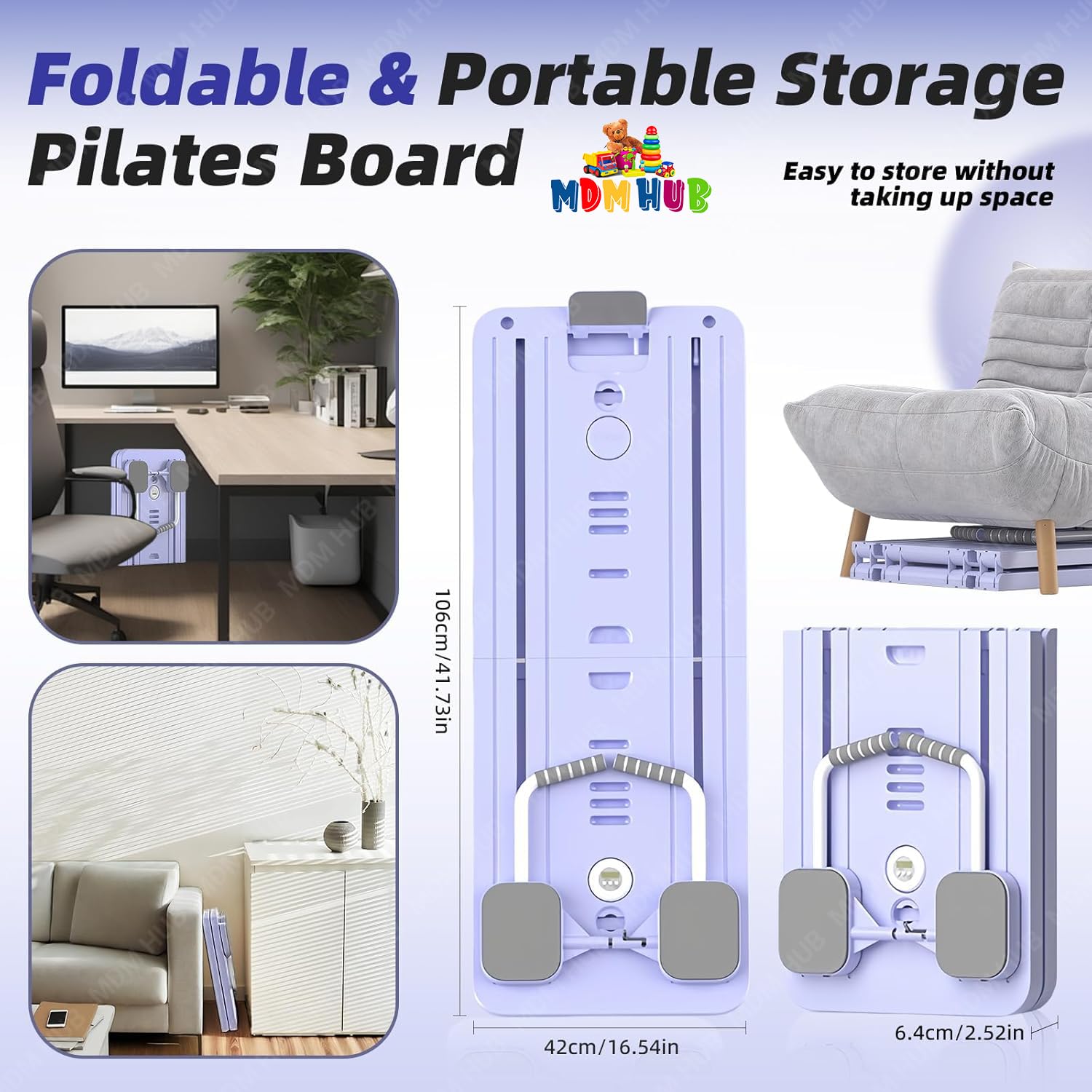 MDM HUB Pilates Board, Multifunctional Abdominal Board, Ab Core Trainer for Home Workout – Multifunctional Core Trainer with Resistance Bands & Sliding Pads – Full Body Exercise Board for Abs, Arms & Legs, Compact Storage Design 2