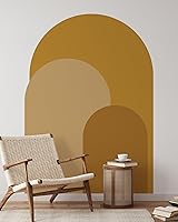 Vista 5 de Mostaza - Vinilo decorativo para pared, diseño de arco moderno para despegar y pegar, mural bohemio autoadhesivo extraíble, adhesivo para cabecero