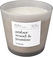 Vista 1 de Hidden Label Serene Collection - Vela perfumada grande, madera ámbar y jazmín, vela enorme de 30 onzas con 3 mechas, velas de soja natural