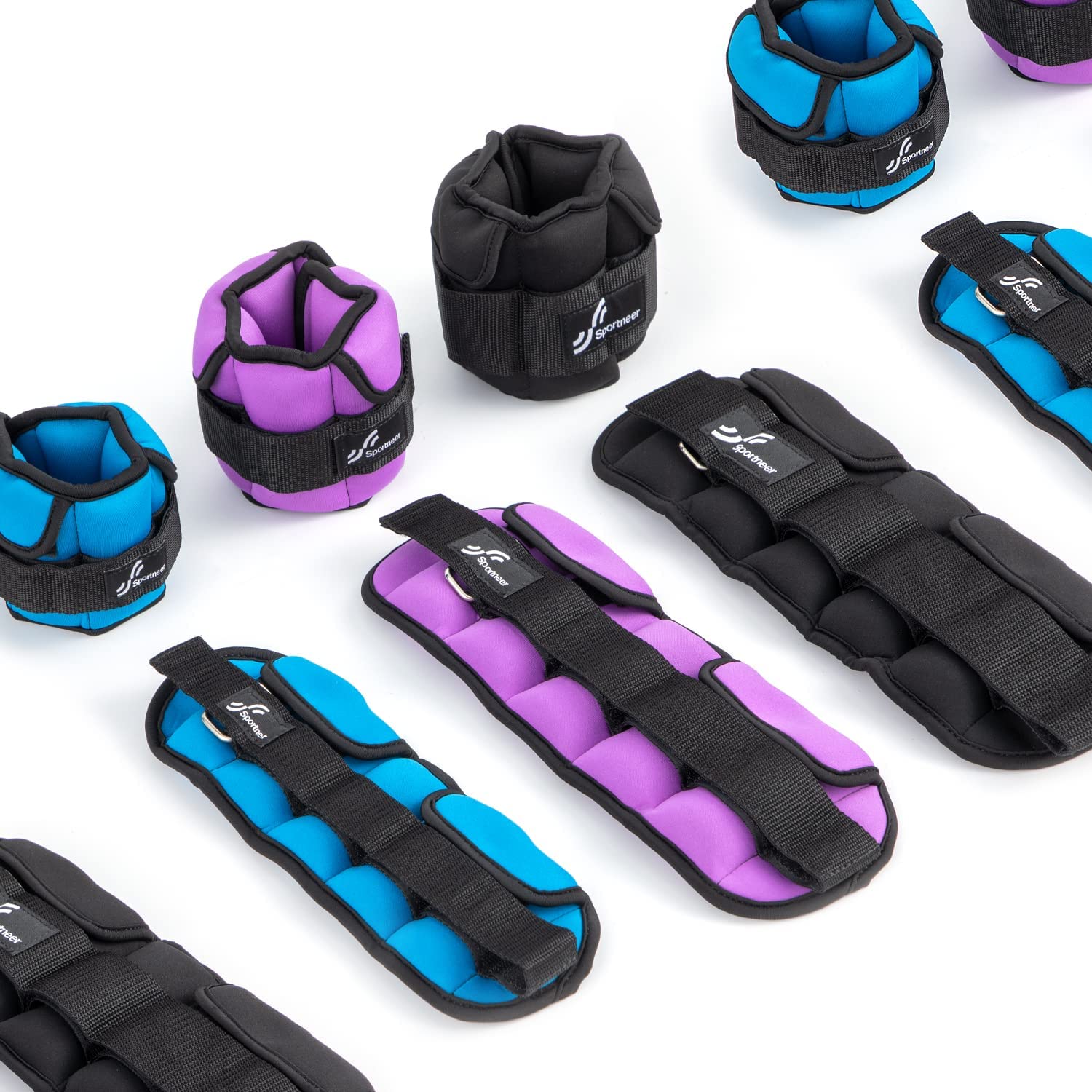 Sportneer Pesi alla caviglia regolabili: pesi delle gambe regolabili migliorati, pesi pesi per palestra, fitness, allenamento, 0,5 – 2,3 kg per caviglia, 0,9 – 4,5 kg per coppia