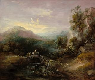 ARTSLSBS Famous Picture Artwork Print Painting Mountain Landscape with Bridge by Gainsborough Graffiti Painting for Home Decor 60x90cm