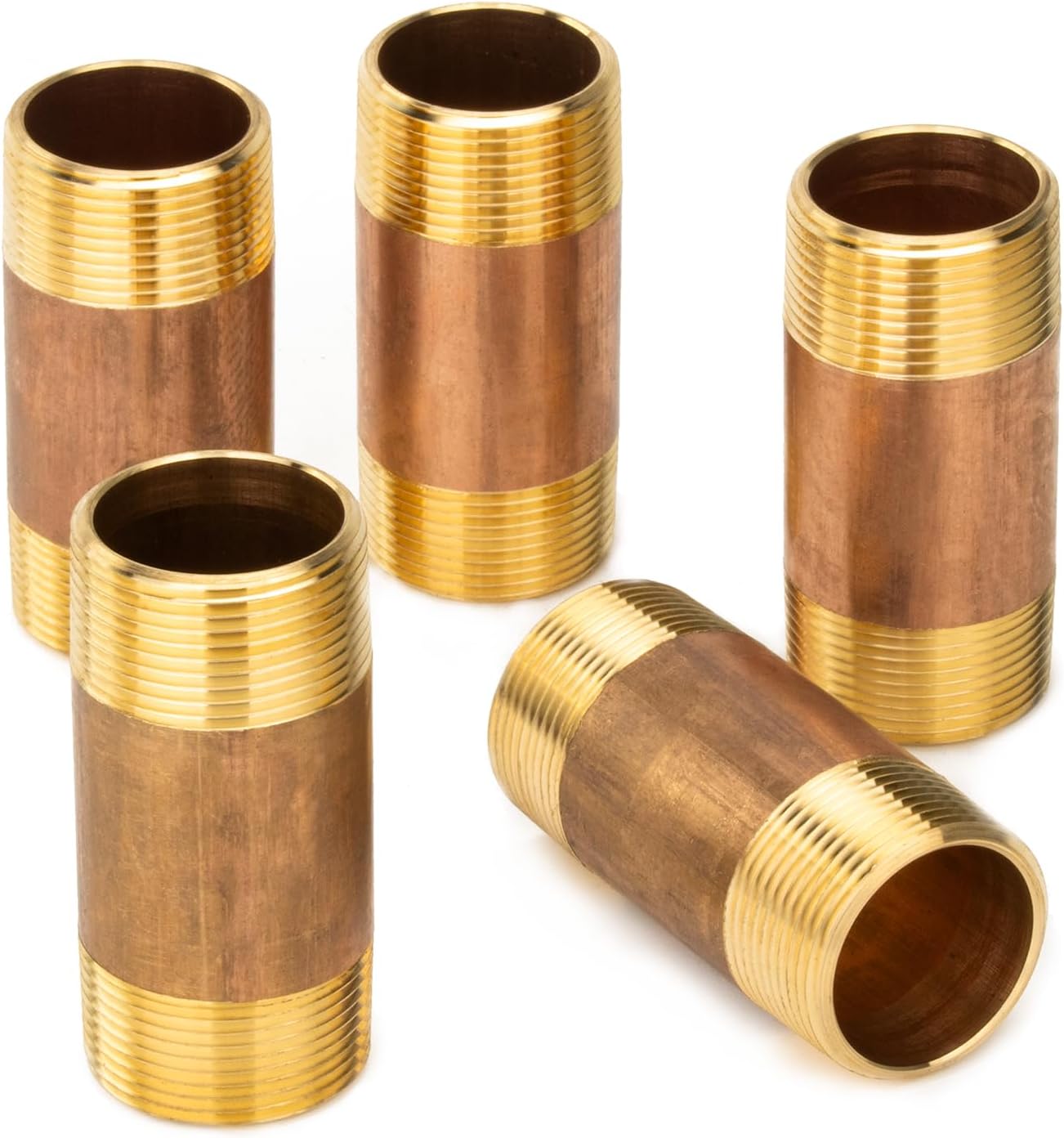 Brass Pipe 3-1/2" Long Nipple Fitting 1-1/4" Male NPT Air Water(Pack of 5)