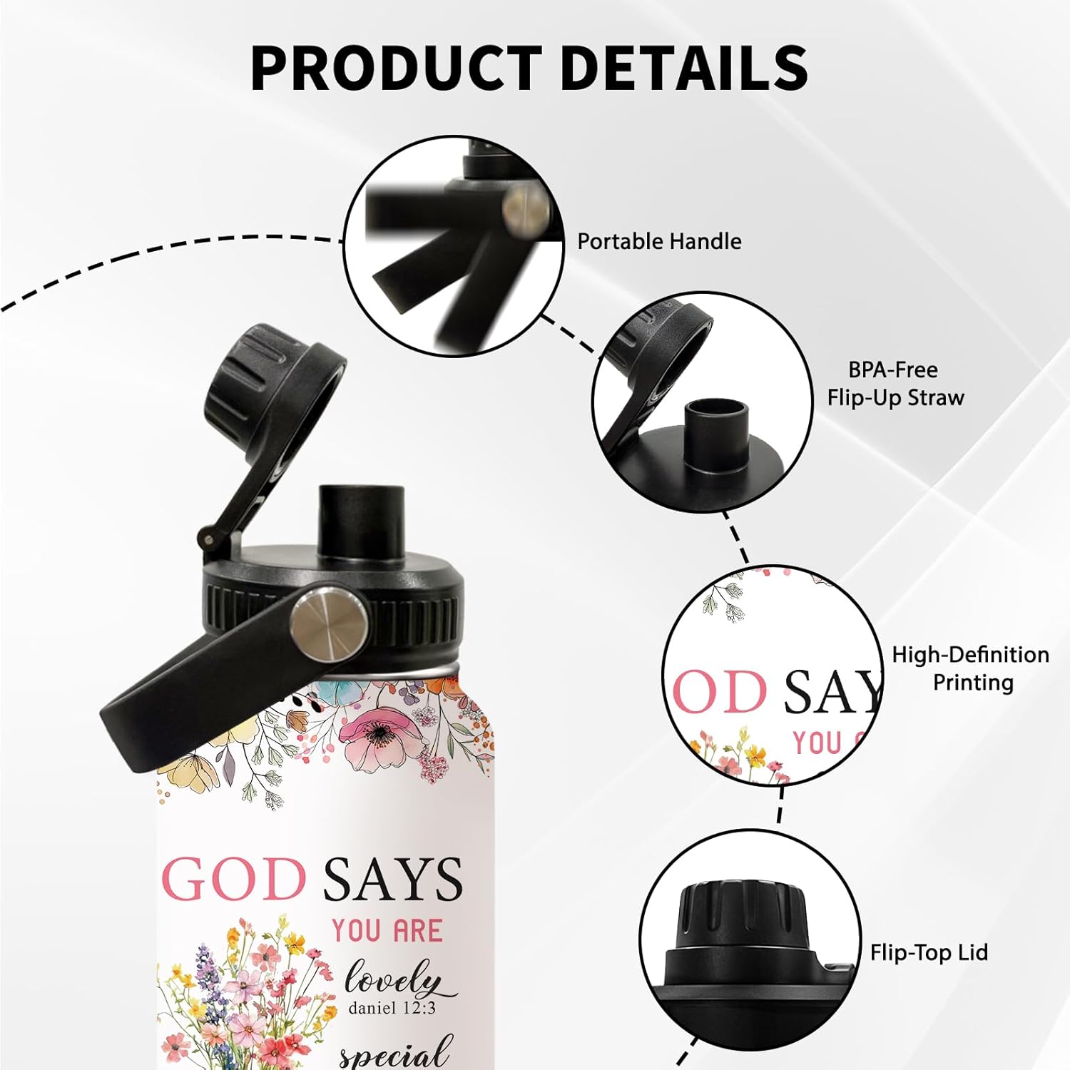 Christian Gifts for Women Tumbler 32 Oz Water Bottle with Lid, Inspirational Religious Encouragement Faith Based Christmas Gift for Her, Bible Verse Stainless Steel Insulated Coffee Travel Cup, 1 PCS - Image 4