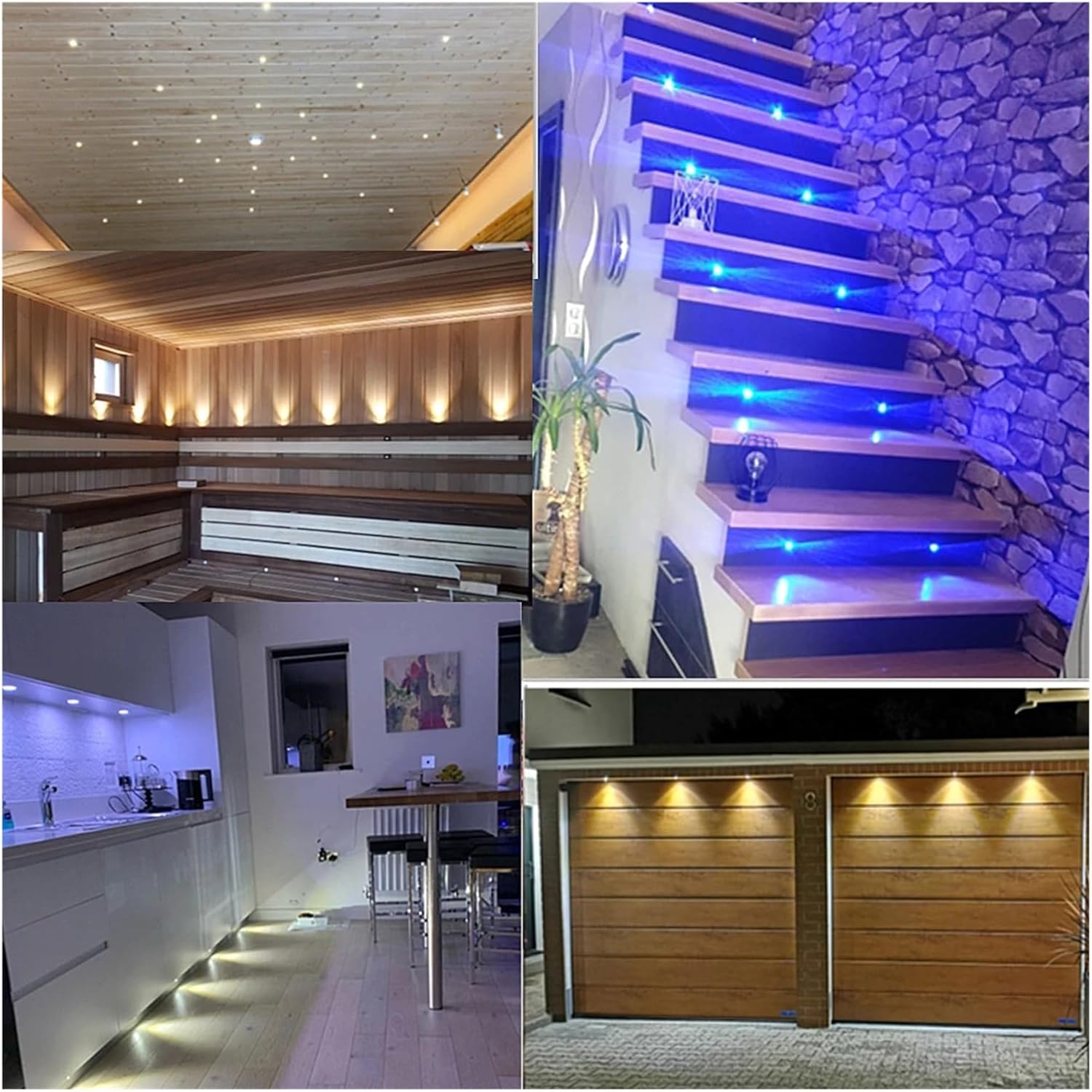 5 PCS Mini Spotlight 1W 12V LED Spot Lights Kitchen Bedroom Ceiling Downlight White Black Silver Stair Display Spotlight(Silver,RED_30D)