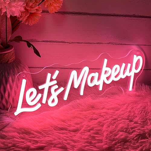 Miniatura 3 de Lets Makeup Letrero de neón para spa, sala de belleza, cejas de uñas con pestañas para estudio, decoración LED de arte de pared para tiendas de