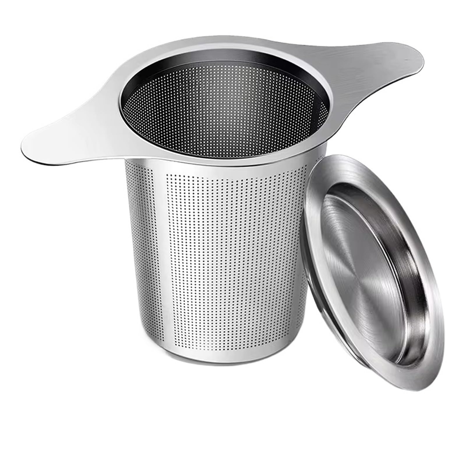 Cesta infusora de té de acero inoxidable con tapa, filtro de hojas sueltas de primera calidad para una preparación perfecta, 1 difusor de té para los amantes del té (estilo 02)