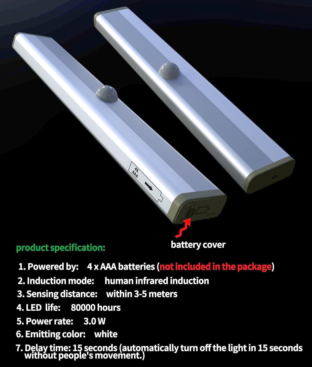 Led Closet Light, Motion Sensor Sensored Activated Under Cabinet Lights, Wireless Stick on Magnetic Under Counter Lights for Kitchen Indoor in Cabinets Undercabinet Battery Powered