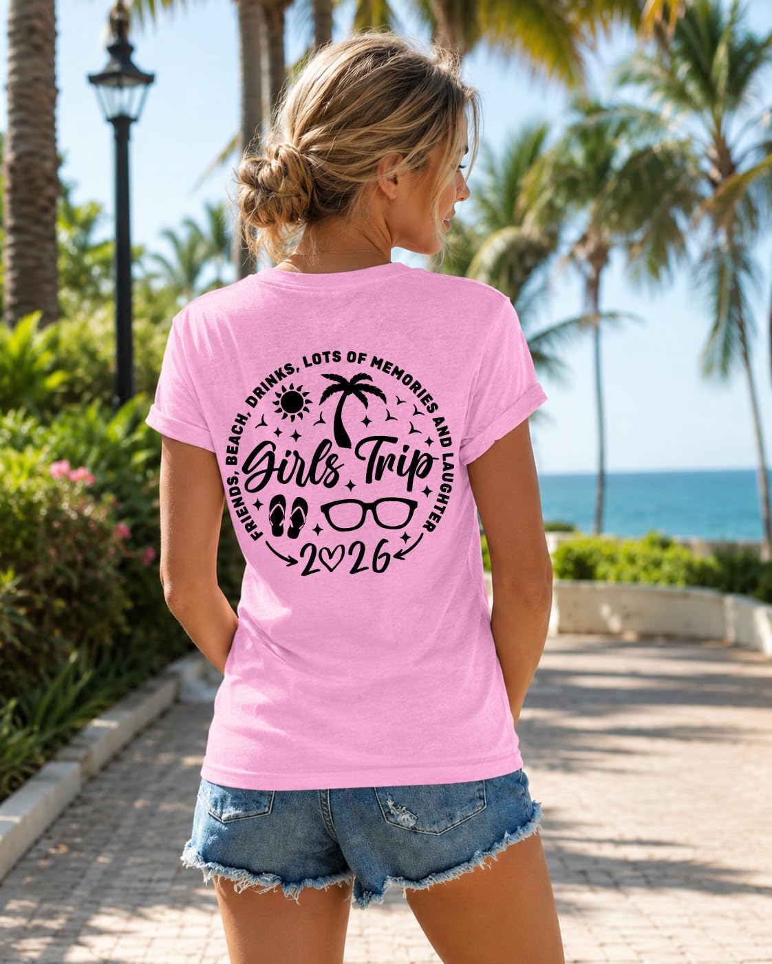 Girls Trip Shirts for Women 2026 Vacation T Shirt Funny Travel Shirts Casual Summer Camping Tops Girls Trip Tee Shirt