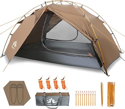 Night Cat Backpacking Tent for 2 People, Easy Setup, Camping Tent, Rainfly, Aluminum Poles, 2-Layer, 2-Door, Waterproof, Lightweight, Compact, 7.2 x 4.6 ft