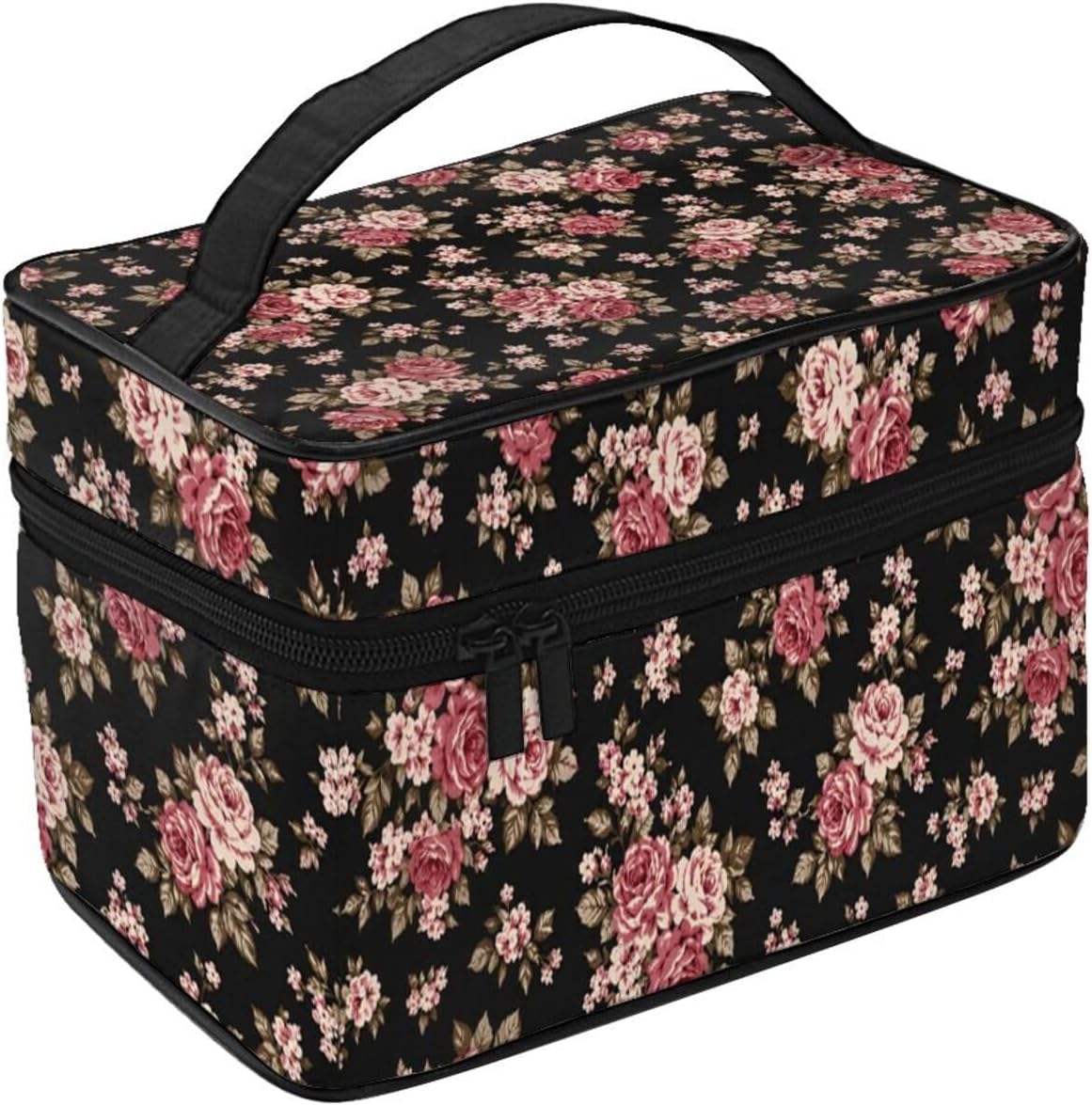 Rose Floral Travel Toiletry Bag 9x6.7x6.3 Inch,Makeup Bag Cosmetic Organizer With Compartments Elastic Holders Portable Travel Kit For Women Men image 2