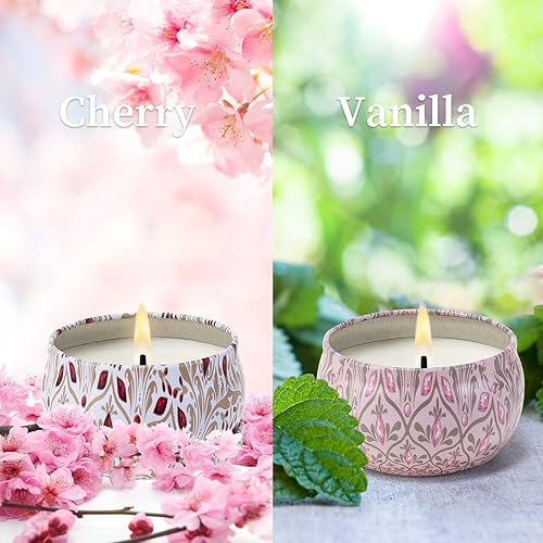 Miniatura 3 de Velas de aromaterapia para el hogar, paquete de 2 velas perfumadas de 2.5 onzas, velas florales naturales de cereza y vainilla, velas para aliviar