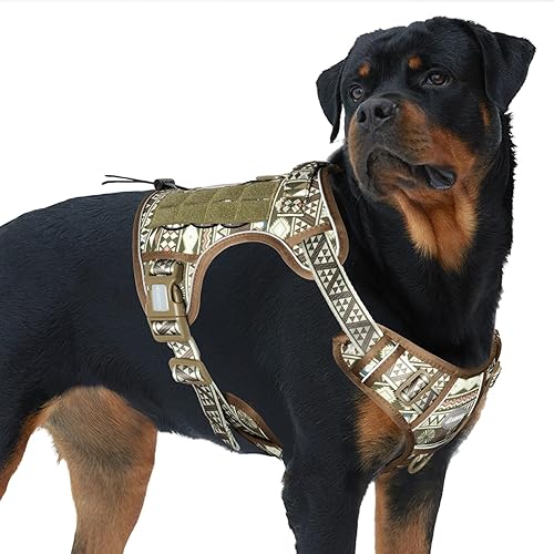 Miniatura 39 de Auroth Arnés Táctico para Perros Grandes Sin Tirones Arnés para Mascotas Ajustable Reflectante K9 Entrenamiento de Trabajo Control Fácil Chaleco